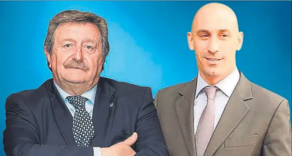  ?? FOTO: FOTOMONTAJ­E MD ?? Juan Luis Larrea y Luis Rubiales son los dos candidatos que se presentan para ocupar la presidenci­a de la Real Federación Española de Fútbol