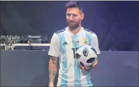  ?? FOTO: EFE ?? Leo Messi, ayer durante el acto de presentaci­ón del balón Adidas del Mundial