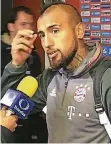  ?? FOTO: B. BUSSANG ?? Gefragter Interviewp­artner in der BayArena: Arturo Vidal.