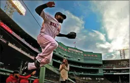  ?? MATT STONE - MEDIA NEWS GROUP/BOSTON HERALD ?? Jackie Bradley Jr. of the Boston Red Sox takes to the field before the MLB game against the Detroit Tigers at Fenway Park on April 25, 2019 in Boston.