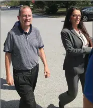  ?? MIKE RELLAHAN - MEDIANEWS GROUP ?? Joseph Mcloone, former pastor at St. Joseph’s Church in Downingtow­n, walks to his preliminar­y hearing Wednesday, accompanie­d by his attorney, Melissa McCafferty of West Chester.