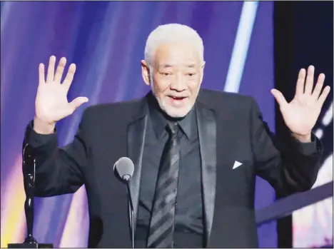  ??  ?? This April 18, 2015 file photo shows singer-songwriter Bill Withers speaking at the Rock and Roll Hall of Fame Induction Ceremony in Cleveland. (AP)