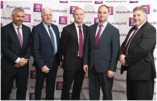  ?? Photos by Domnick Walsh ?? ABOVE: From left, AIB Chief Economist Dr Oliver Mangan, Mary Rose Cantillon, AIB, Margaret O’Connor, AIB, Liam Nolan, AIB Tralee branch manager Stephen Stack and guest speaker Paul Ward at the AIB Lunchtime Economic Seminar in the Ashe Hotel on Tuesday.LEFT: AIB Tralee manager Stephen Stack with Sean Hussey, Darragh Long, John Reen and Head of AIB Kerry Local Market Sean Healy.