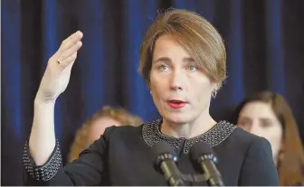  ?? STAFF FILE PHOTO BY NANCY LANE ?? PUSH FOR CHANGE: Attorney General Maura Healey, above, is supporting a change in the law to prohibit allowing serial child rapist Wayne W. Chapman to go free without giving victims a say in the process.