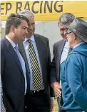  ?? JOHN COWPLAND/ALPHAPIX ?? National Party leader Simon Bridges, left, at the Hawke’s Bay A&amp;P Show on Thursday.