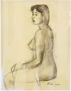  ??  ?? “Nude,” charcoal on paper, by Edades