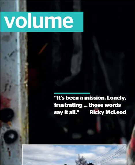  ??  ?? Ricky McLeod, who spends most of his days in a secluded warehouse stripping cars for scrap metal (right), wants to show what a life of segregatio­n looks like so deaf children don’t have to live in solitary.