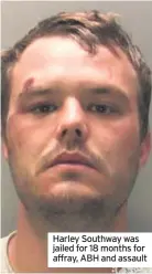  ??  ?? Harley Southway was jailed for 18 months for affray, ABH and assault