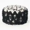  ?? WEST ELM ?? Extra long fringe creates a saucy skirt for a triangle-patterned Indian cotton pouf.