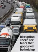  ??  ?? Disruption: There are fears that goods will be held up