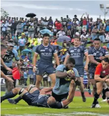  ?? Photo: Waisea Nasokia ?? Action from the Drua-Queensland Country match at Churchill Park, Lautoka on October 27, 2018.