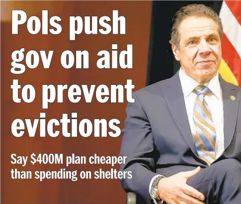  ??  ?? Rep. Alexandria Ocasio-Cortez (below r.) and Assembly member Andrew Hevesi (below l.) are among Democrats urging Gov. Cuomo to include funding in state budget for the Home Stability Support subsidy, which is designed to keep people in their homes.