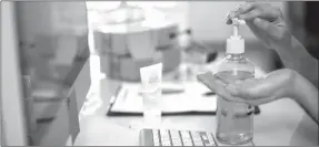  ??  ?? To prevent the spread of the COVID-19 virus in the workplace, take the proper steps to wash your hands by lathering the hands, scrubbing for 20 seconds and rinsing them clean.