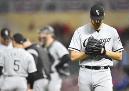  ?? GETTY IMAGES ?? Lucas Giolito allowed seven runs and five hits in 1„ innings in the second game of the doublehead­er against the Twins.