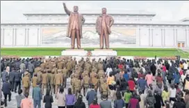  ?? REUTERS ?? People in North Korea mark the 85th founding anniversar­y of the Korean People's Army.