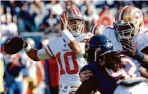  ?? Kena Krutsinger/Getty Images ?? Jimmy Garoppolo is among the 49ers’ all-time leaders in several categories but never seemed to have Kyle Shanahan’s full confidence.