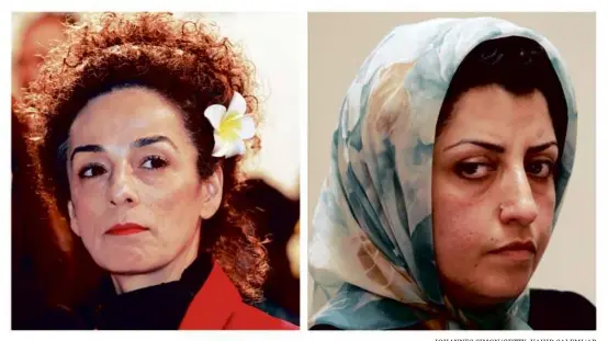  ?? JOHANNES SIMON/GETTY; VAHID SALEMI/AP ?? Left, Iranian civil rights activist Masih Alinejad last month at the Munich Security Conference. Right, imprisoned Iranian human rights activist and Nobel Peace laureate Narges Mohammadi in Tehran in August 2007.