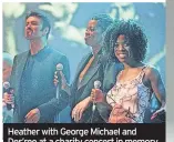  ?? ?? Heather with George Michael and Des’ree at a charity concert in memory of Sir Paul Mccartney’s late wife Linda at London’s Royal Albert Hall in 1999