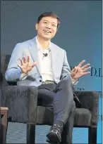  ?? Picture: AFP ?? VEHICLES OF THE FUTURE: Robin Li speaks at the WSJD Live tech conference in Laguna Beach, California