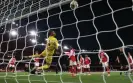  ?? Photograph: Marc Atkins/Getty Images ?? Josh Briggs rounds off the scoring with West Ham’s fifth goal of the game.