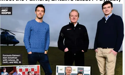  ?? PICTURE: ANDY HOOPER ?? Formula Palmer: dad Jonathan with Jolyon, 26 (left), and Will, 19