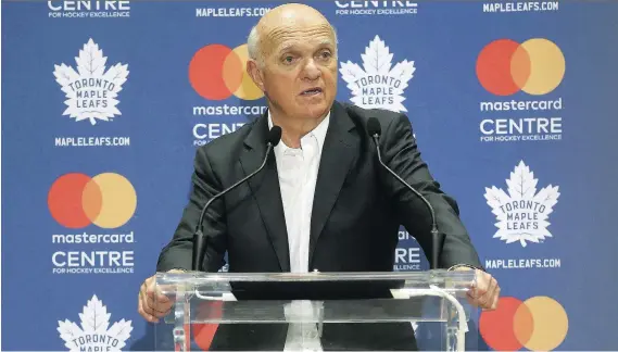  ?? JACK BOLAND ?? If there’s anything the Leafs need to improve upon this season, GM Lou Lamoriello isn’t sharing it other than to say, “You still have to score more than the other team.”