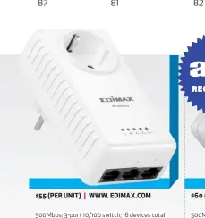  ??  ?? $55 (PER UNIT) | WWW. EDIMAX.COM 500Mbps; 3-port 10/ 100 switch; 16 devices total