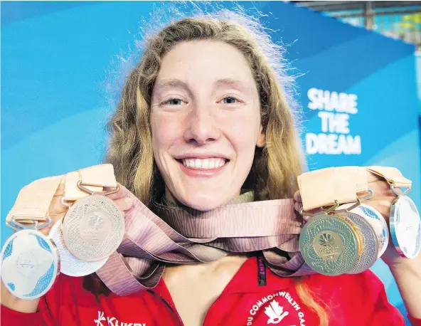  ?? —CP ?? With eight medals including a gold, five silver and two bronze, 17-year-old swimmer Taylor Ruck was the most decorated member of Team Canada at the Commonweal­th Games held in Gold Coast, Australia. Overall, Canada’s medal haul of 82 fell short of...