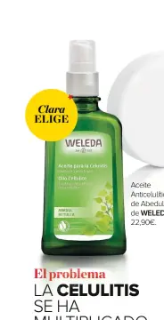  ??  ?? Aceite Anticelulí­tico de Abedul de WELEDA, 22,90€.