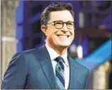  ?? Timothy Kuratek CBS ?? STEPHEN COLBERT pokes fun at politics with “Late Show” and “Our Cartoon President.”