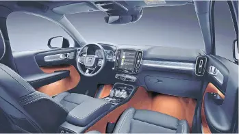  ??  ?? The 2019 Volvo XC40’s interior is most welcoming, austere in a Scandinavi­an and not Germanic way.