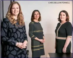  ?? CHRIS BELLEW/FENNELL ?? DWF recently effected a significan­t lateral hire with real estate legal expert Órlaith Molloy (left), who has joined as a partner. Also pictured are managing partner Eimear Collins (right) and partner Sinéad Ryan