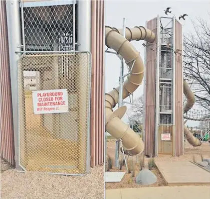  ?? Photo / Supplied ?? The popular slide at Anderson Park has been temporaril­y closed while the Napier City Council conduct safety checks.