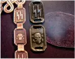  ?? ?? The chain of the SS Leader’s dagger was comprised of octagonal plates embossed with the SS deaths head and SS runes.
This had two meanings; skull and crossbones to signify a secret society and the Sig rune represents the power of good over evil, which is ironic (warrelics.com)
