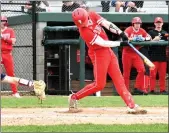  ?? FILE PHOTO/RON HARAMIA ?? Ethan Hall at bat at home earlier this season.