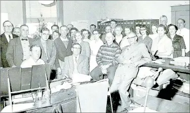  ?? PHOTO SUBMITTED BY LYNN TATUM/MCDONALD COUNTY HISTORICAL MUSEUM ?? Memories were captured in this picture of attendees at a Christmas party on Dec. 24, 1958, at the Historic McDonald County Courthouse. The building, which now houses the McDonald County Historical Museum, is closed for the season. It will reopen on...