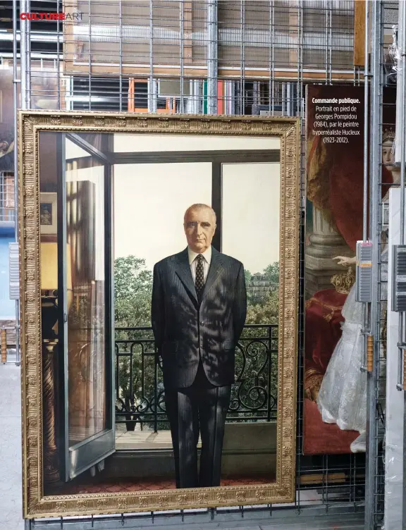  ??  ?? Commande publique. Portrait en pied de Georges Pompidou (1984), par le peintre hyperréali­ste Hucleux (1923-2012).