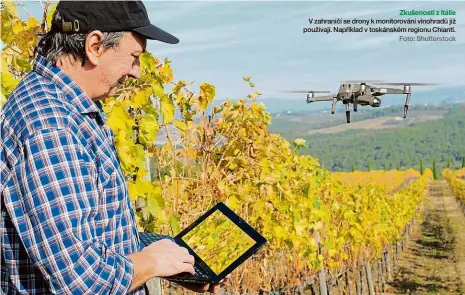  ?? Foto: Shuttersto­ck ?? Zkušenosti z Itálie V zahraničí se drony k monitorová­ní vinohradů již používají. Například v toskánském regionu Chianti.