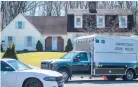  ?? KASSIJACKS­ON/HARTFORD COURANT ?? A major crimes van and state police cars shown Tuesday outside the home of Robert Iacobucci, 75, where Iacobucci was robbed and killed in Rocky Hill.