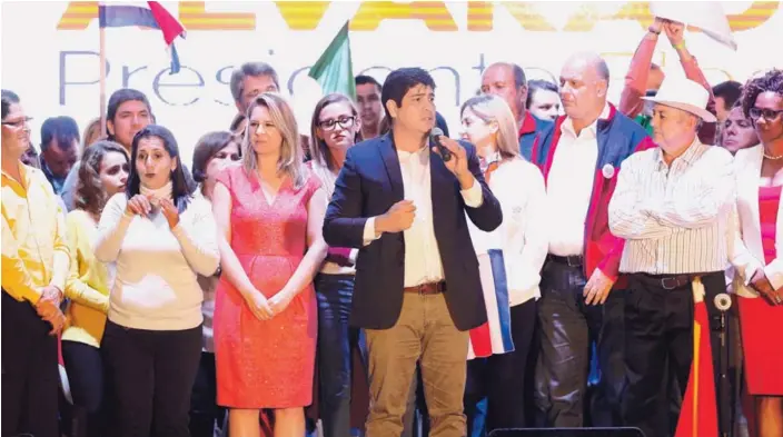  ?? ALBERT MARÍN ?? Domingo en la noche, el ya presidente electo, Carlos Alvarado, tiró algunos lineamient­os los cuales le gustaría que sean atendidos con celeridad.