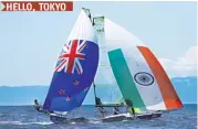  ?? IVAN ALVARADO/REUTERS ?? The New Zealand and India sailing boats during training at Enoshima Yacht Harbor in Japan