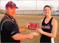  ?? Photograph submitted ?? Lady Blackhawk Michaela Cochran was high point earner at track meet at Gentry.