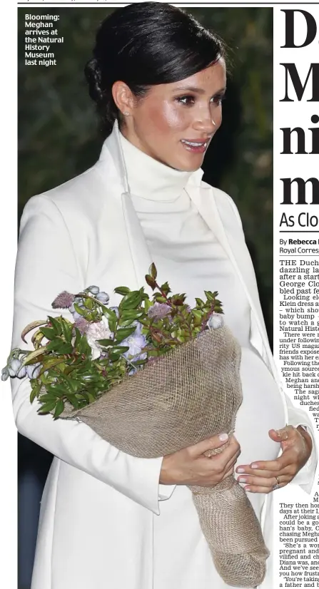  ??  ?? Blooming: Meghan arrives at the Natural History Museum last night
