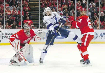  ?? PAUL SANCYA/THE ASSOCIATED PRESS ?? Lightning centre Steven Stamkos has yet to score in the playoff series against the Red Wings.
