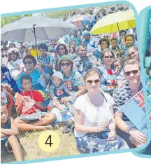  ?? Picture: REINAL CHAND ?? 4
Michael Macartney (right) and Emily Allen of England join the Fijian people to celebrate Fiji’s Independen­ce Day at Prince Charles Park Nadi.