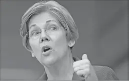  ?? Associated Press ?? In this March file photo, Sen. Elizabeth Warren, D-Mass., addresses business leaders during a New England Council luncheon in Boston.