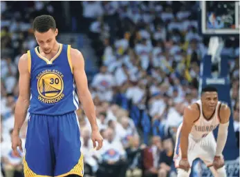  ?? MARK D. SMITH, USA TODAY SPORTS ?? Stephen Curry has struggled, missing 16 of his 21 three-point attempts in the last two games.