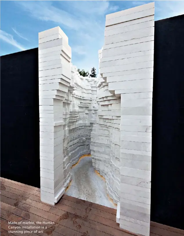  ??  ?? Made of marble, the Human Canyon installati­on is a stunning piece of art