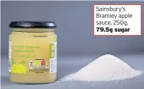  ??  ?? Sainsbury’s Bramley apple sauce, 250g, 79.5g sugar