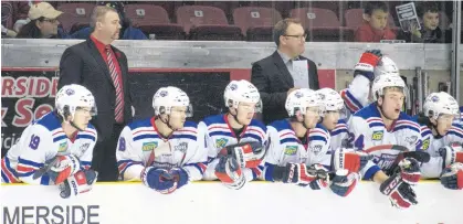  ?? JASON SIMMONDS • THE GUARDIAN ?? Summerside D. Alex MacDonald Ford Western Capitals governor and P.E.I. scout Todd Richard, right, is a former assistant coach on the staff of head coach Billy McGuigan, left. The Caps are preparing for the Maritime Junior Hockey League (MHL) Entry Draft on July 10.